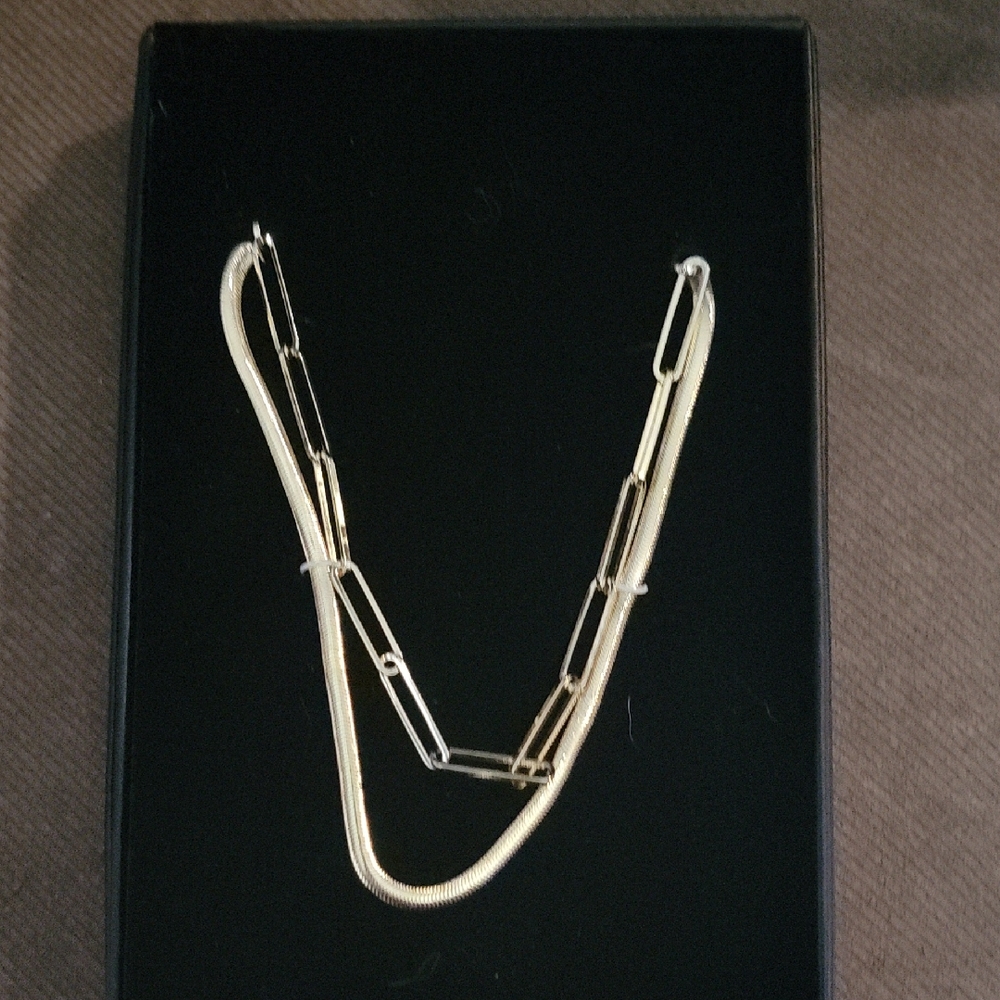Badgley Mischka Gold Double Stranded Necklace